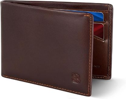 Picture of SERMAN BRANDS Mens Slim Bifold Wallet RFID Blocking Minimalist Front Pocket Wallets for Men - Thin & Stylish