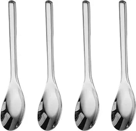 Picture of OULIGET Thick Heavy weight Dinner Soup Spoons,Stainless Steel Tablespoons,Chinese Silver Spoon,Heavy Duty Asian Thick Long Handle Spoons,7.1 inches,Set of 4